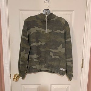PINK camouflage quarter zip sweatshirt